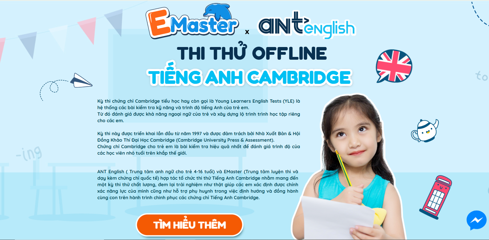 Website chính thức của kỳ thi thử Cambridge do Ant English và Emaster tổ chức